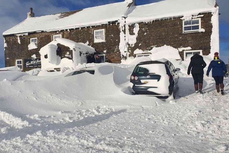 Cold house: Popular pub rescued from snow by husband, stepson, too weak to leave